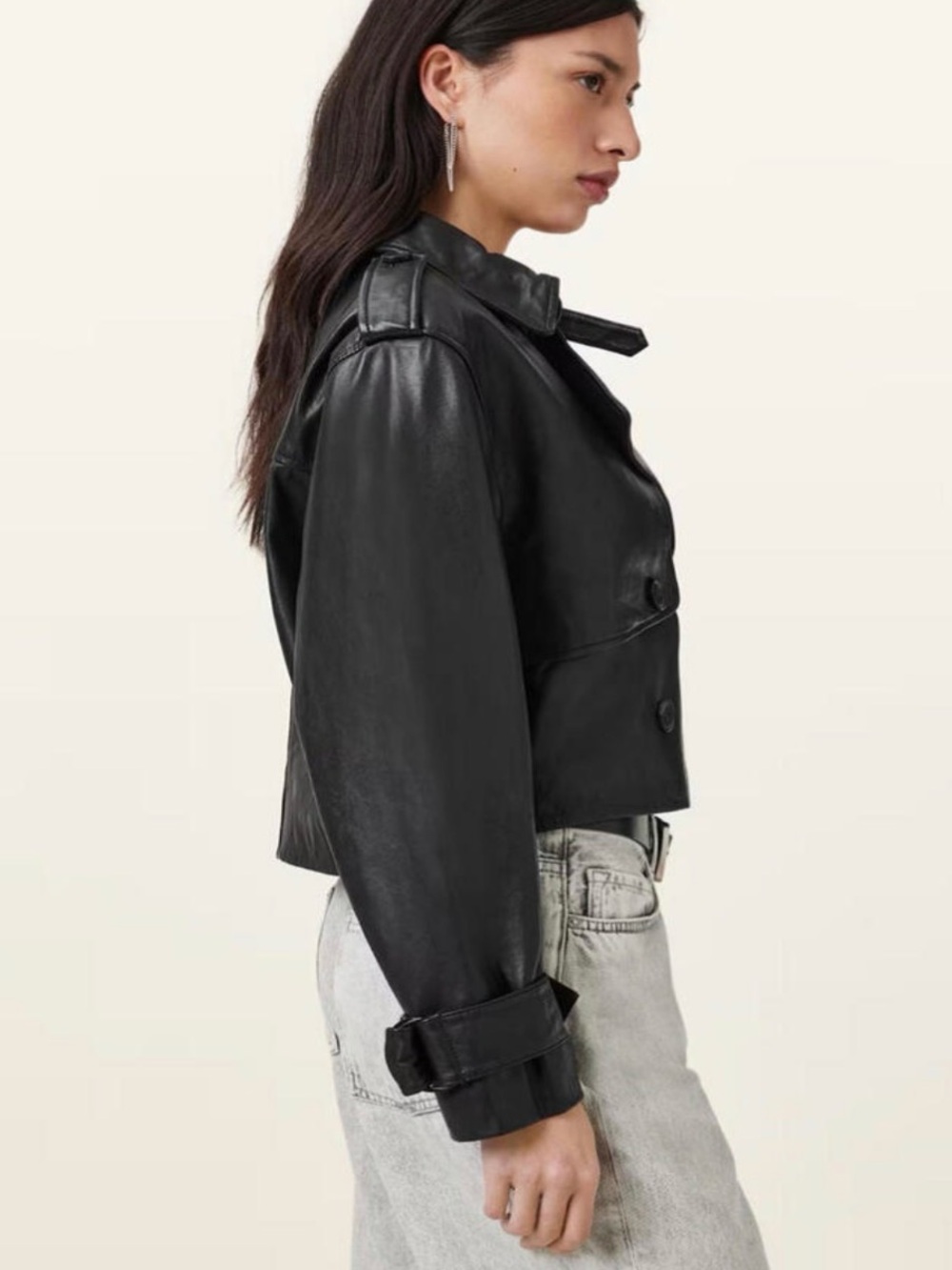 AllSaints Hendry Cropped Leather Trench—Small - Picture 5 of 9